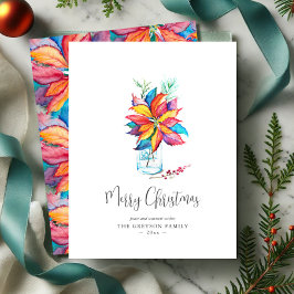Julkort Färgfyllnad vattenfärg Poinsettia