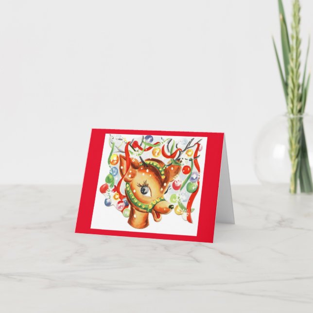 Julkort för barnbarn med ren helgkort (Framsida)