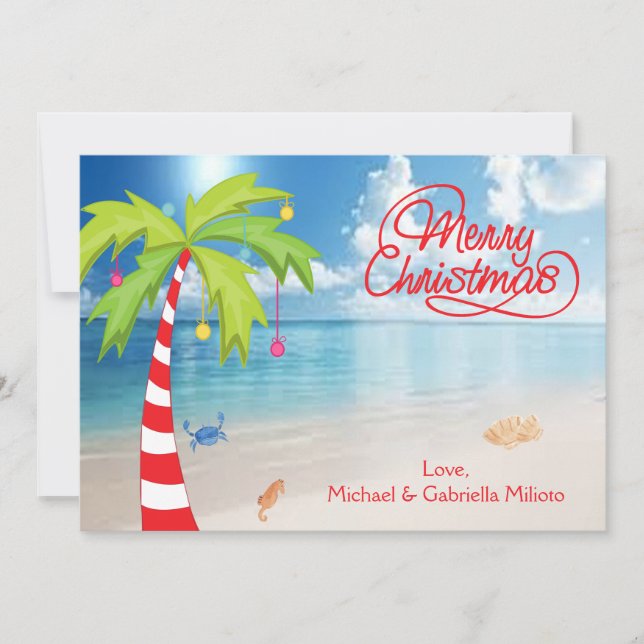 Julkort för Beach candy cane Handflatan Träd (Framsida)