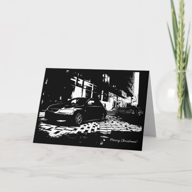 Julkort för bil för EVO IX Themed Helgkort (Framsida)