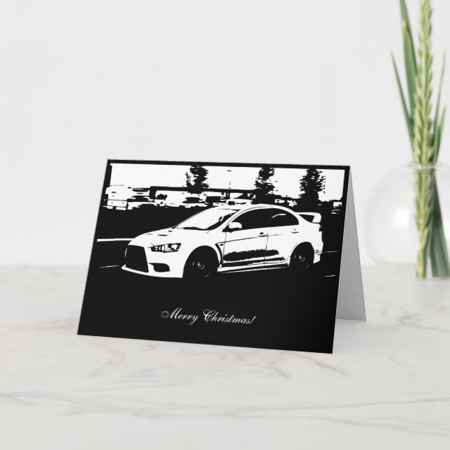 Julkort för bil för EVO X rullande skjuten Themed Helgkort (Framsida)