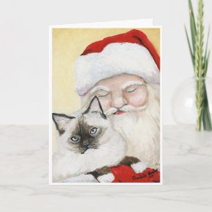 Julkort "för Birman katt- & Santa" konst Helgkort