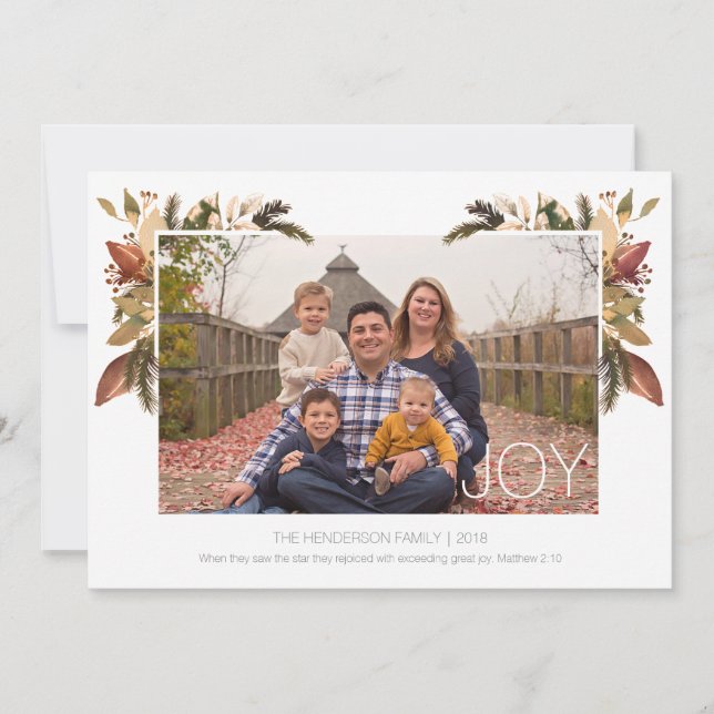 Julkort för Blommigten Joy Watercolor (Framsida)