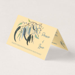 Julkort för botaniska vattenfärger Peace Kärlek Kort