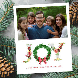 Julkort för budgetfamiljens fotoglädjestypografi