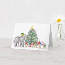 Julkort för Cute elephant och meerkats Kort