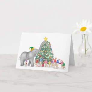 Julkort för Cute elephant och meerkats Kort