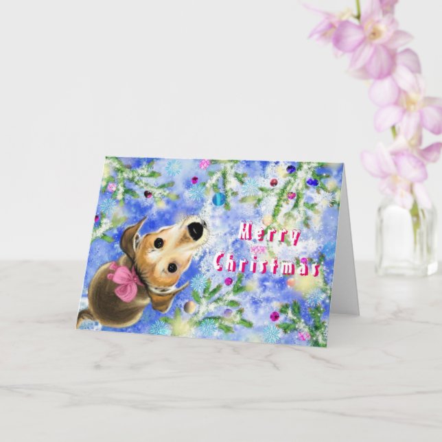 Julkort för Cute Pet-Hund Kort (Orkide)