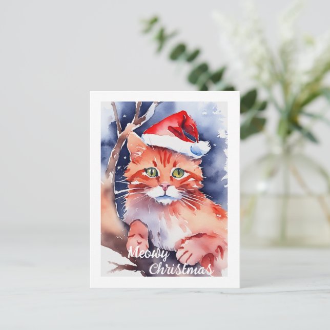 Julkort för Cute Santa Cat-Anpassningsbarna, Helgd Vykort (Stående Fram)