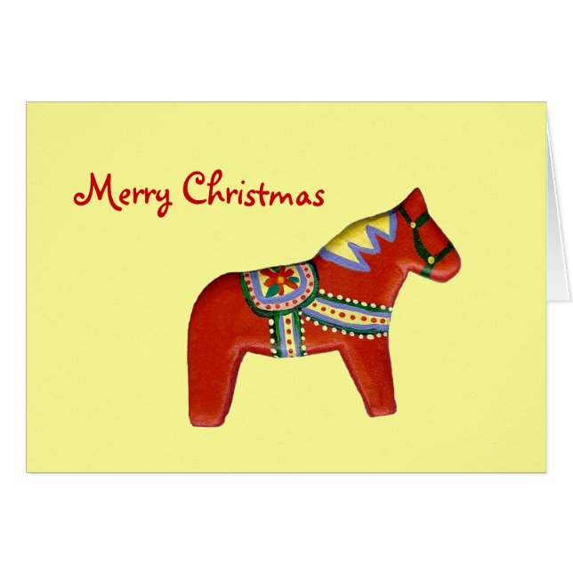 julkort för Dala Horse Card Hälsningskort (Framsidan Horizontal)