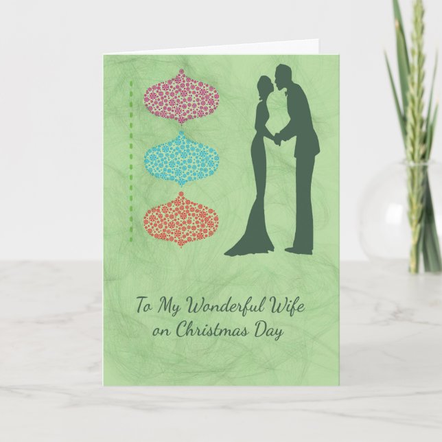 Julkort för din fru med prydnadsföremål kort (Framsida)