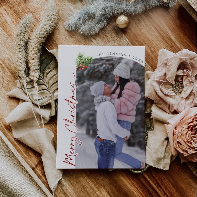 Julkort för familj med valvfoto inbjudningar (Skapare uppladdad)