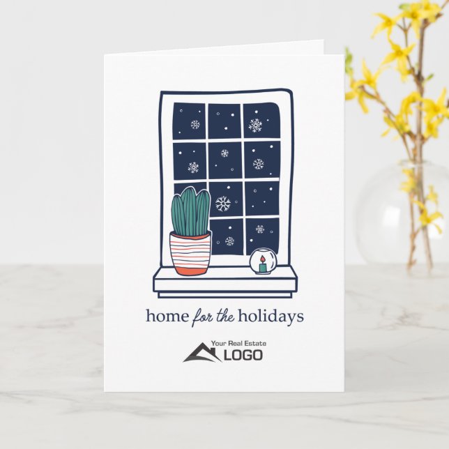 Julkort för fastighetsmäklare - Hem för helgdagar Kort (Gul blomma)