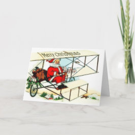 Julkort för flygplan för Bi för vintageSanta flyg Helgkort