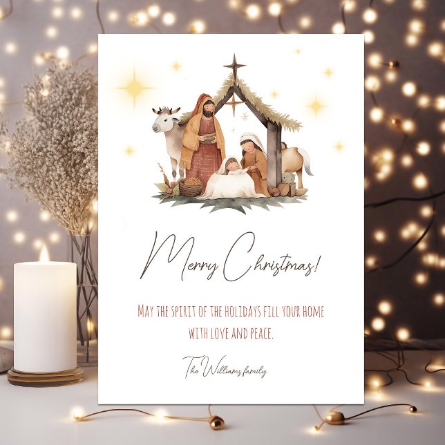 Julkort för föreläsningsscenen (Christmas nativity card with personalized text)