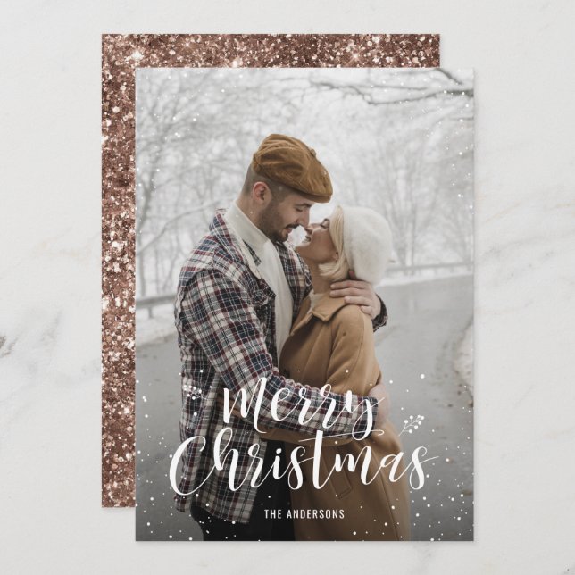 Julkort för fotoutställning i ro Guld Glitter (Fram/baksida)