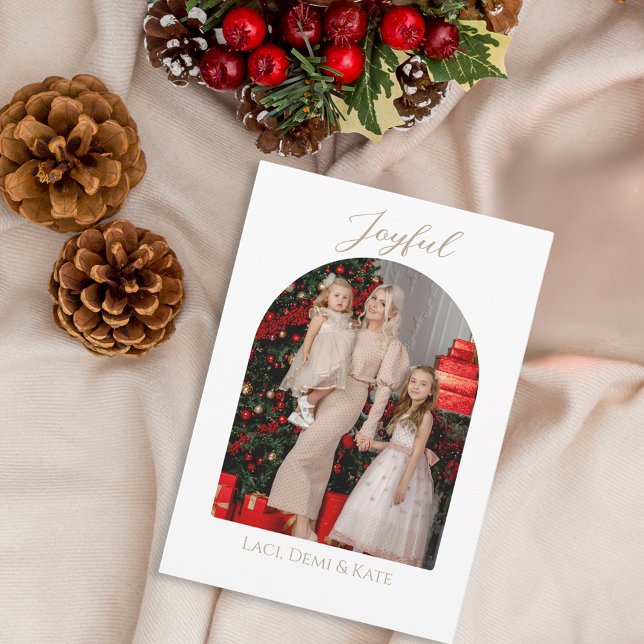Julkort för glatt Elegant - Arch-foto Inbjudningar (Joyful Elegant Arch Photo Christmas Card)