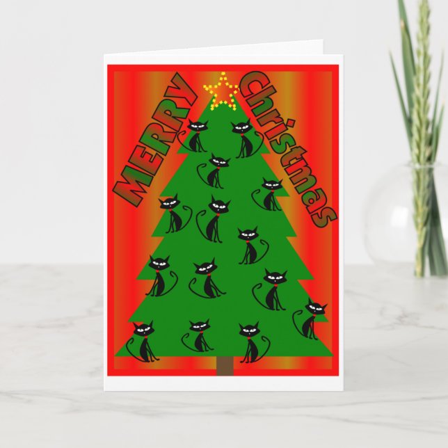 julkort för god julKATTTRÄD Helgkort (Framsida)