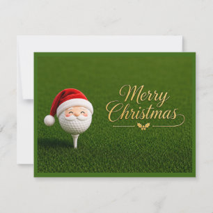 Julkort för golf med Santa hatt på grönt