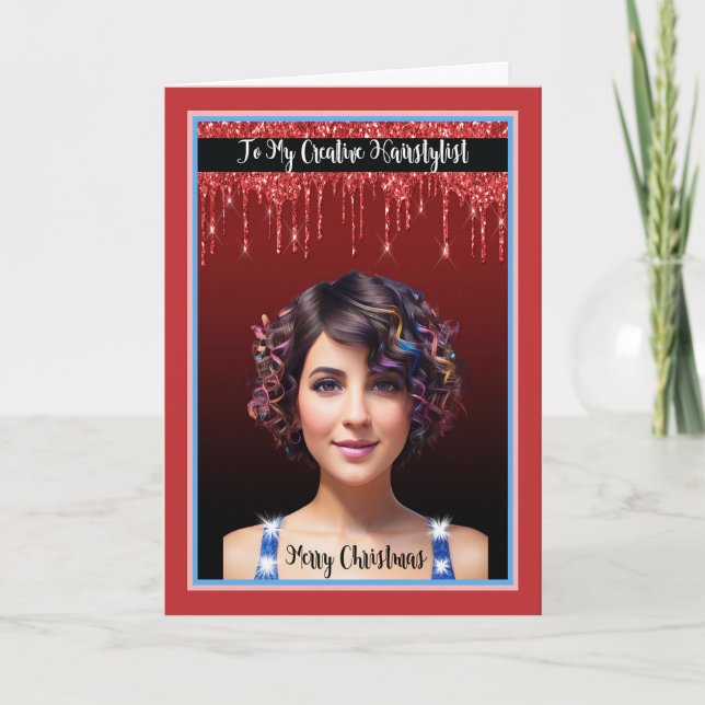 Julkort för Hairstylist med Söt Woman Tack Kort (Framsida)