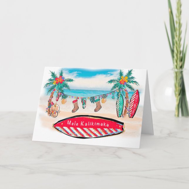Julkort för hawaitiska Surfan Tack Kort (Framsida)