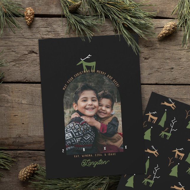 Julkort för hjort- och bågfoto inbjudningar (Skapare uppladdad)