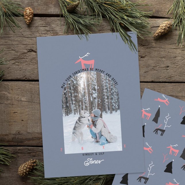 Julkort för hjort- och bågfoto inbjudningar (Skapare uppladdad)