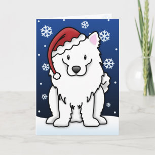 Julkort för hund för Kawaii amerikaneskimå Helgkort
