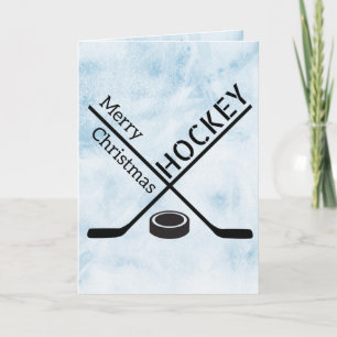 Julkort för ishockey - Blåa isklubbor puck Kort
