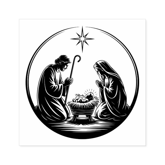 Julkort för Jesu födelse Stämpel (Tryck)