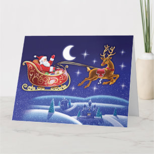 Julkort för jultomten i Santa & Sleigh Tack Kort