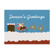 julkort för jultomten och renerna