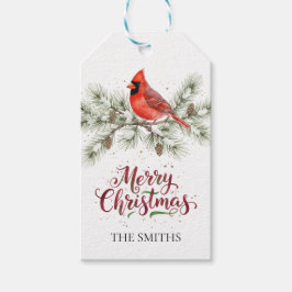 Julkort för kardinalpresent presentetikett