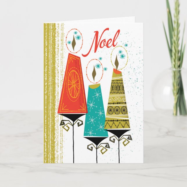 Julkort för ljus i mitten av århundradet helgkort (Framsida)