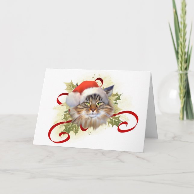Julkort för Maine Coonkatt Helgkort (Framsida)