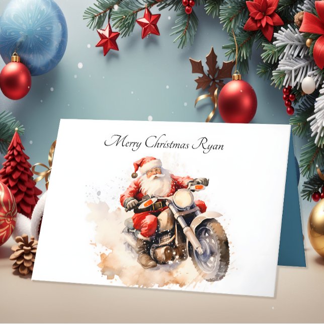 julkort för motorcykel i Santa Riding Tack Kort (Skapare uppladdad)
