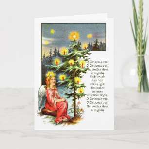 Julkort för nolla-julgranvintage helgkort