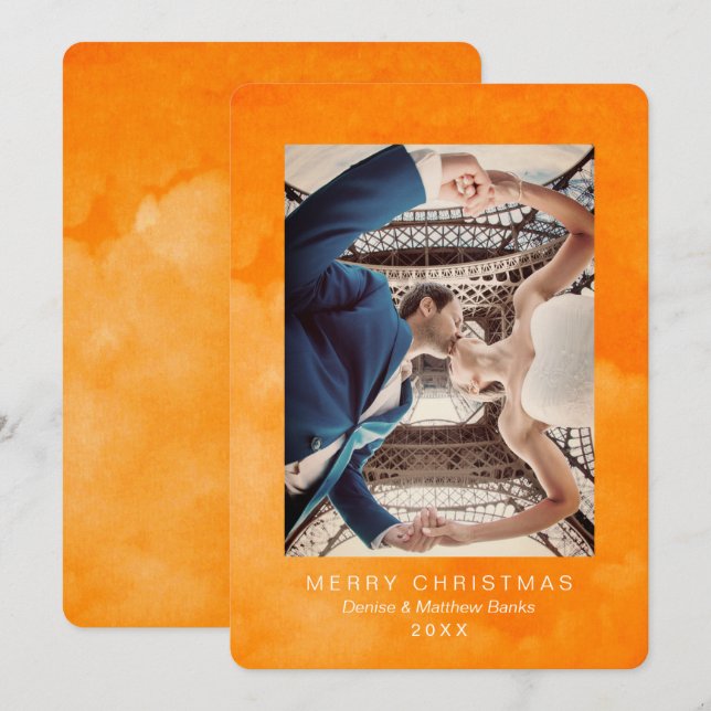 Julkort för orange för vattenfärgQuetzalRusset Inbjudningar (Fram/baksida)