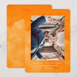 Julkort för orange för vattenfärgQuetzalRusset Inbjudningar