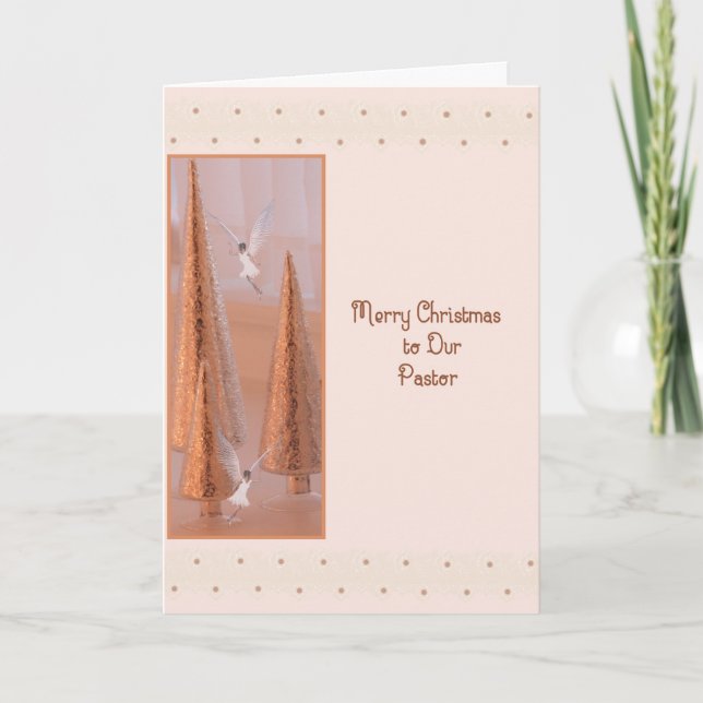 Julkort för pastor i Guld med Änglar Helgkort (Framsida)