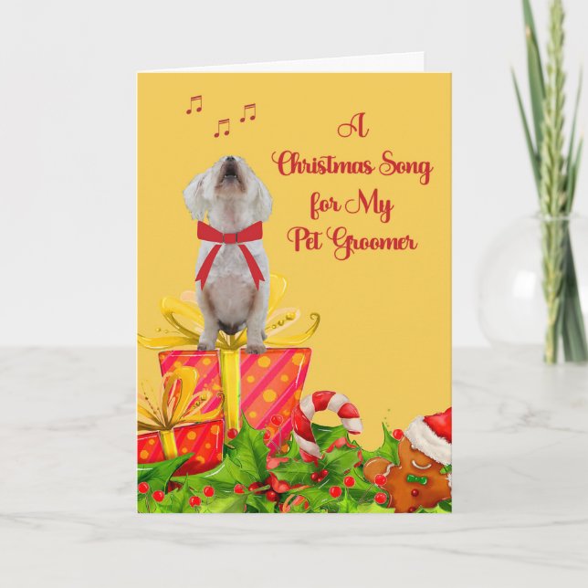 Julkort för Pet Groomer med vit Hund Kort (Framsida)