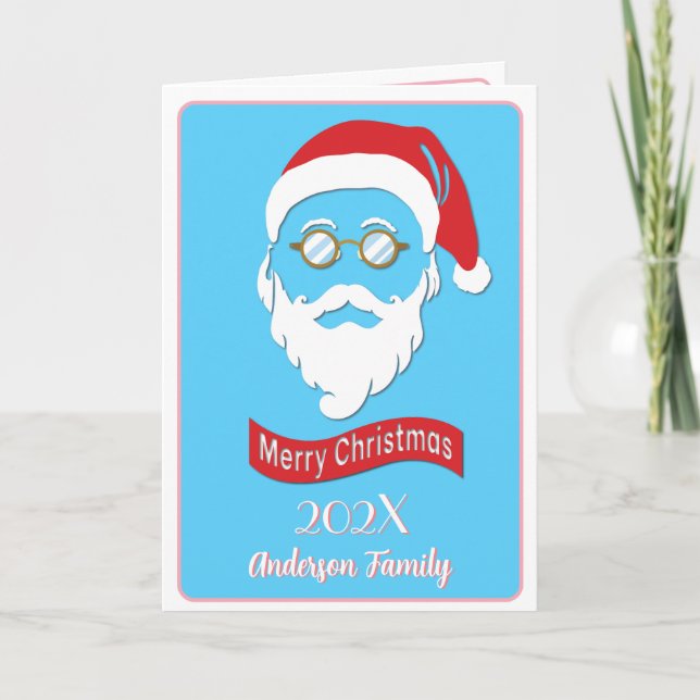 Julkort för Santa Hipster stil Tack Kort (Framsida)