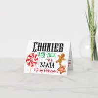 Julkort för Santa med kakor och mjölk