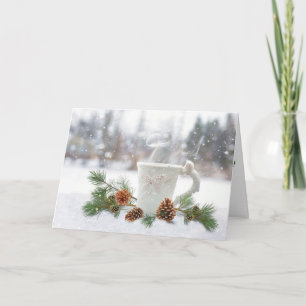 Julkort för snö för vitmugg- och gröntgräs helgkort