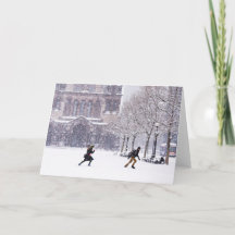 Julkort för snöbollskastning i Boston