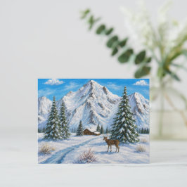 Julkort för snöig bergsdal helg vykort