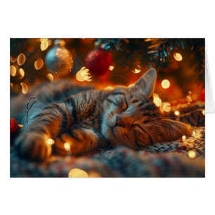 Julkort för spolning av katt hälsningskort
