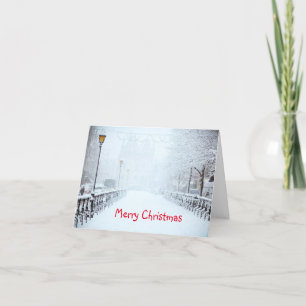Julkort för stadssnö God Jul Semester Helgkort