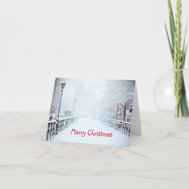 Julkort för stadssnö God Jul Semester Helgkort (Framsida)