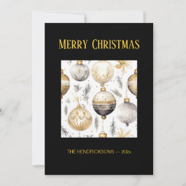 Julkort för svarta prydnadsföremål i Guld Silver